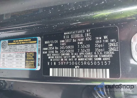 2024 Kia Telluride Sx X-Line из США, поврежденный, VIN 5XYP5DGC5RG505157